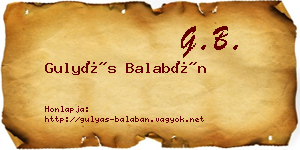Gulyás Balabán névjegykártya